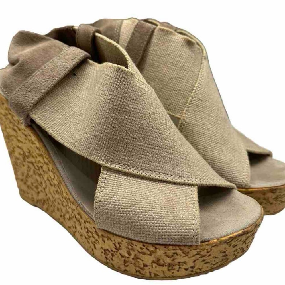 Locale Italy Textile Platform Wedge Heel Slingback Shoes Size 36 US 5.5